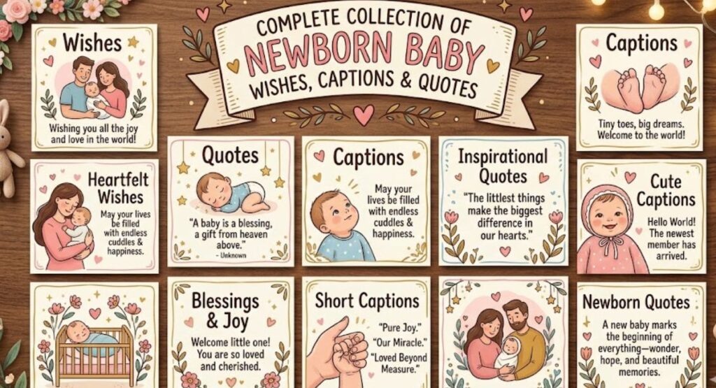 Complete Collection of Newborn Baby Wishes, Captions & Quotes